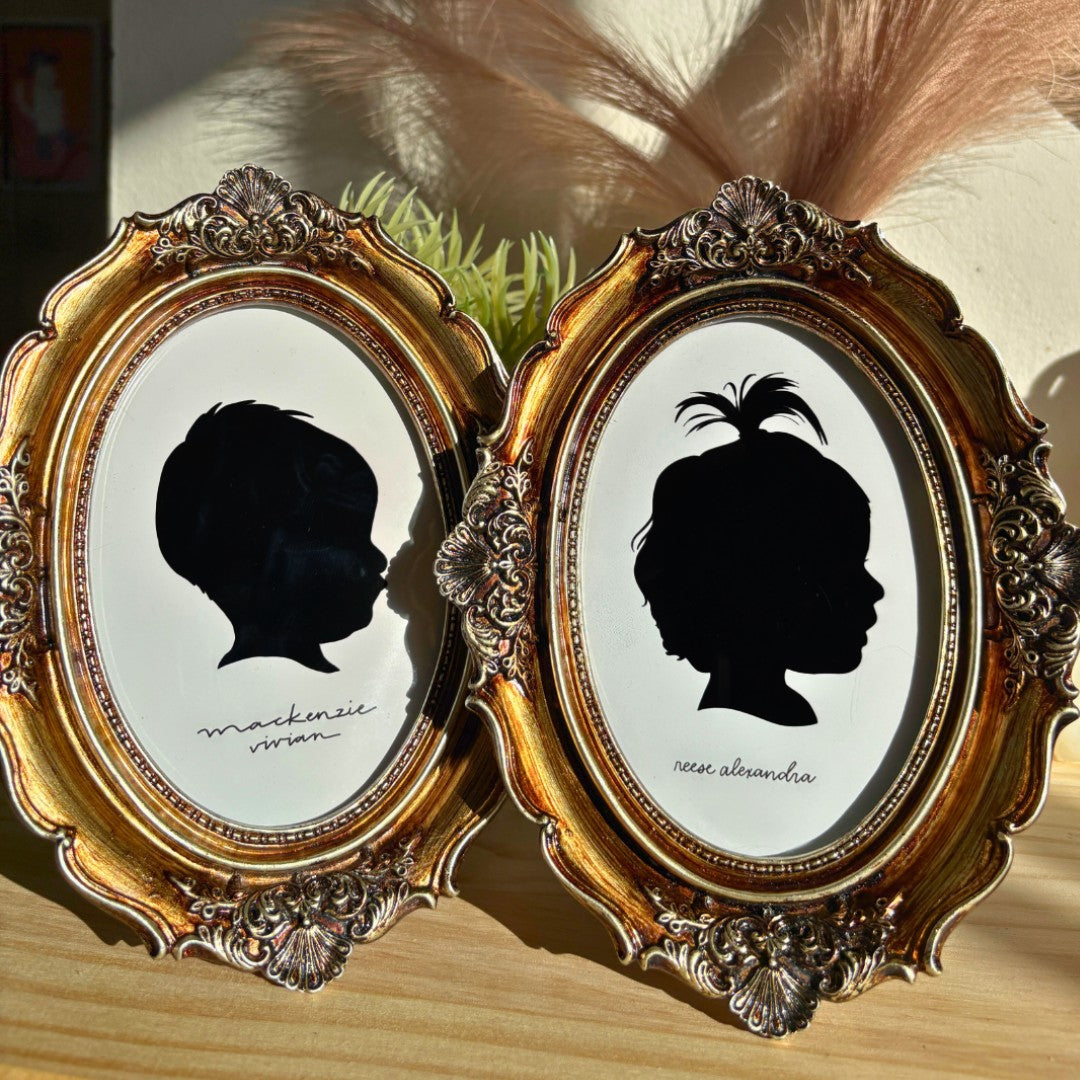 Personalized Silhouette Art with vintage frame