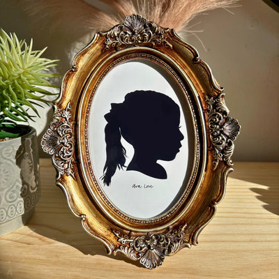 Personalized Silhouette Art with vintage frame