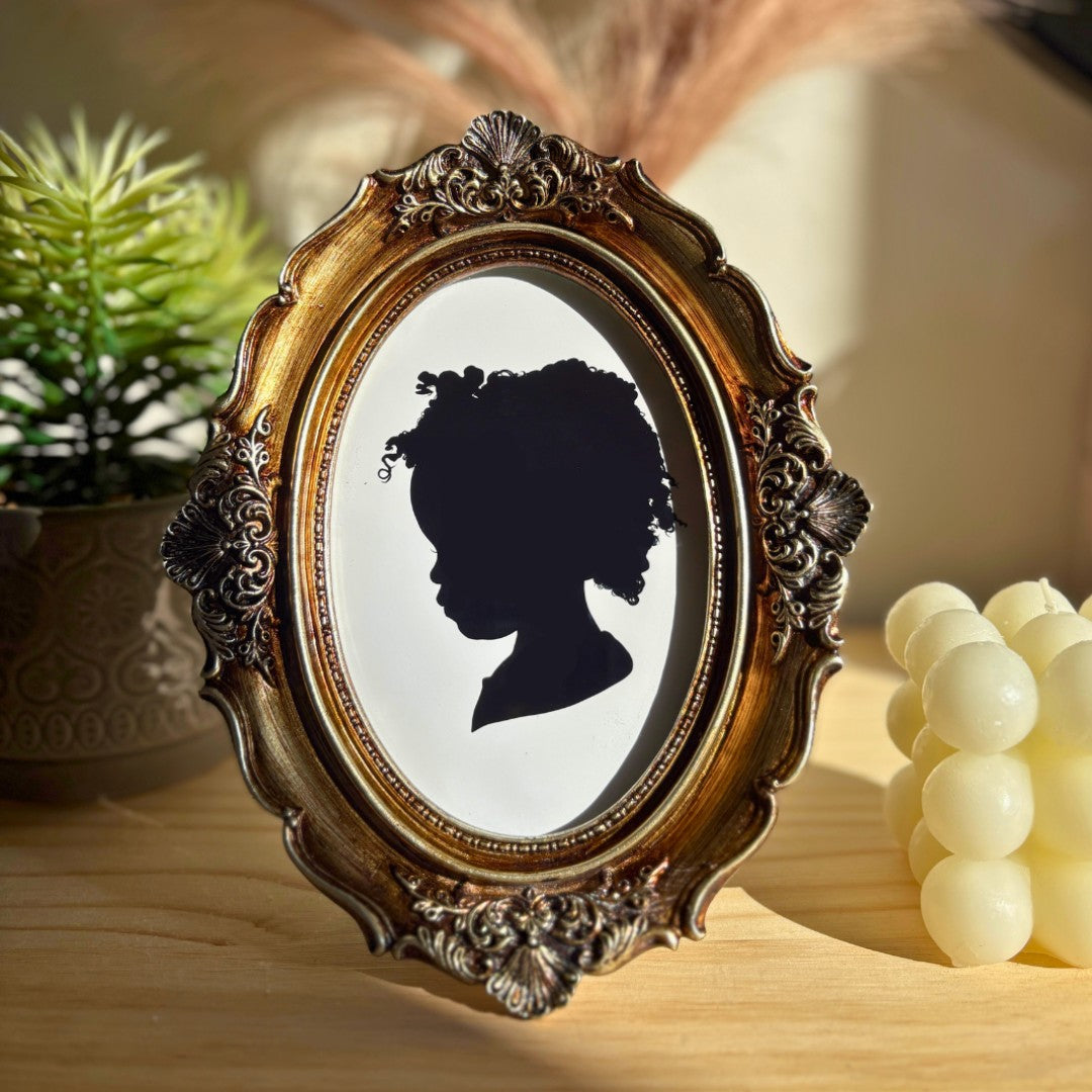 Personalized Silhouette Art with vintage frame