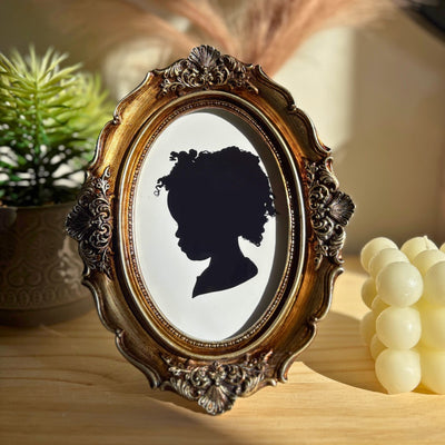 Personalized Silhouette Art with vintage frame