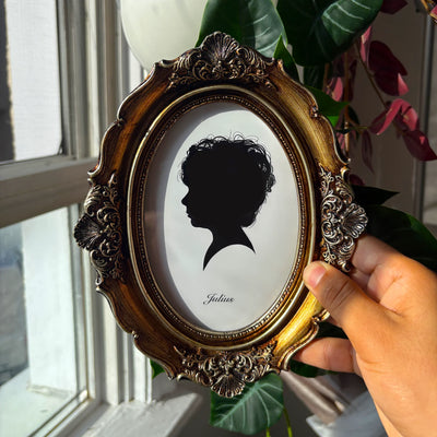 Personalized Silhouette Art with vintage frame