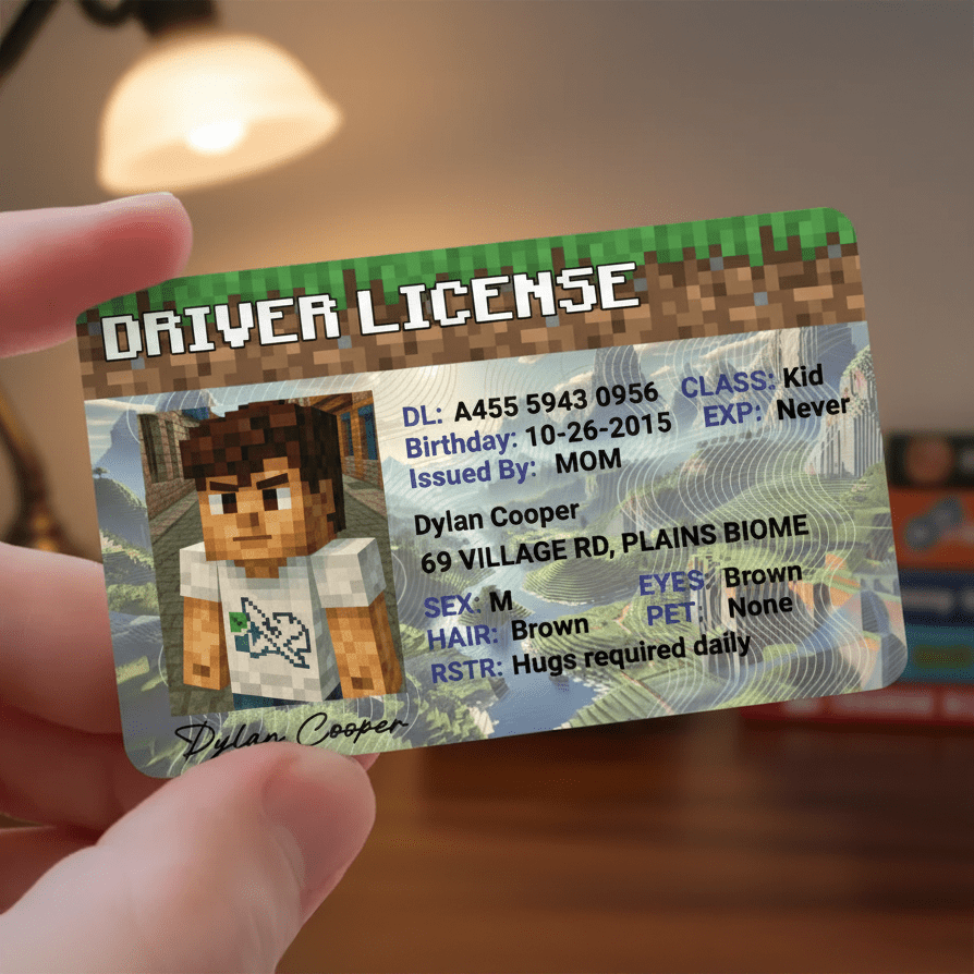 Custom Minecraft Driver License - Metal Card