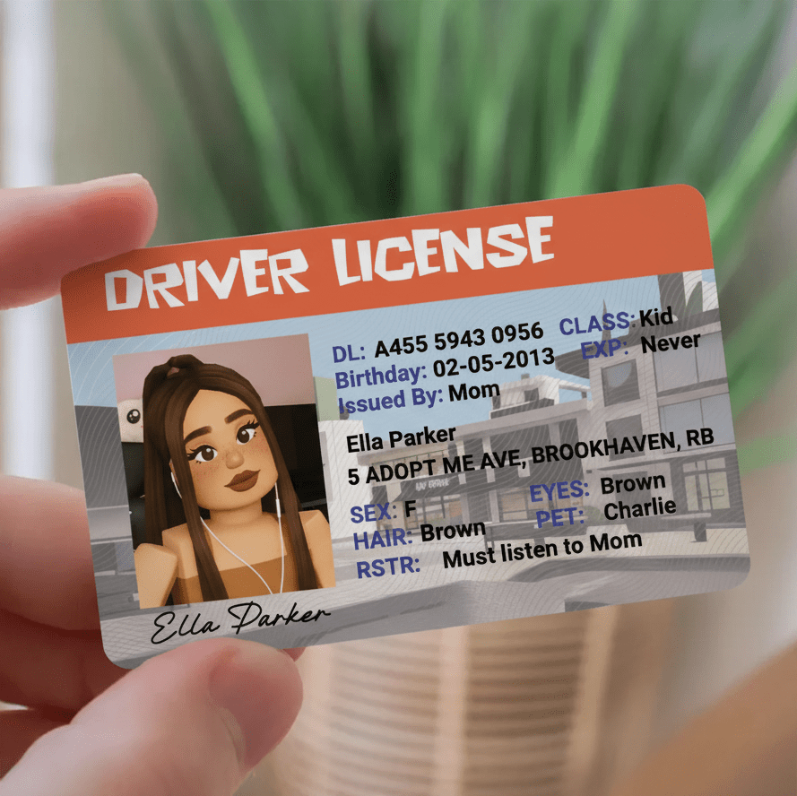 Custom Roblox-Inspired Driver License Metal Card