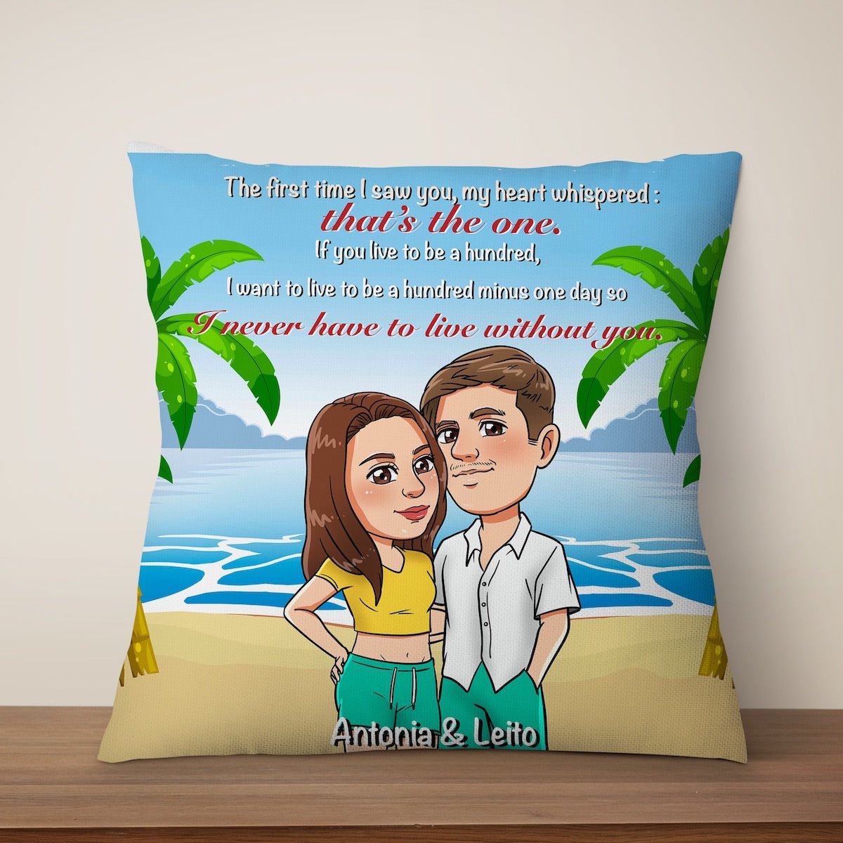 The first day i saw you my heart whispered that's the one- Couple Gift - Personalized Custom Pillow - Fabiano - Makeof.me